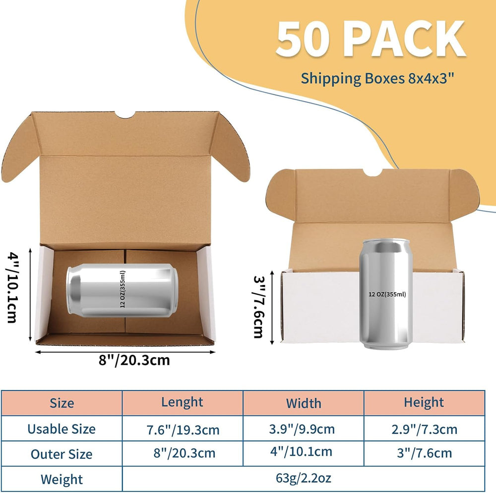 ZBEIVAN 8x4x3 White Shipping Boxes Set of 50, Corrugated Cardboard Mailer Box...