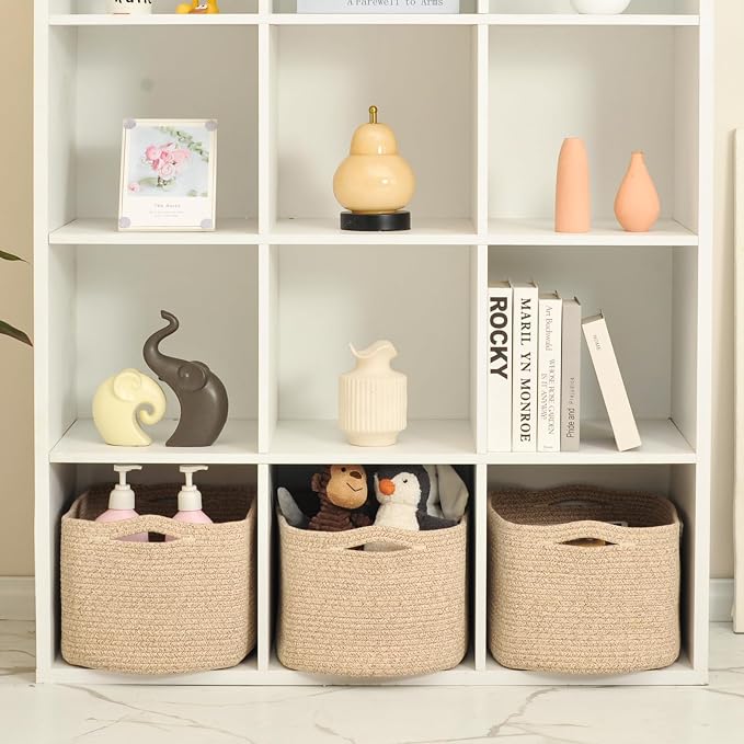 Large Storage Baskets for Organizing Shelves, Woven Cotton Rope Bins for Baby - Image 5
