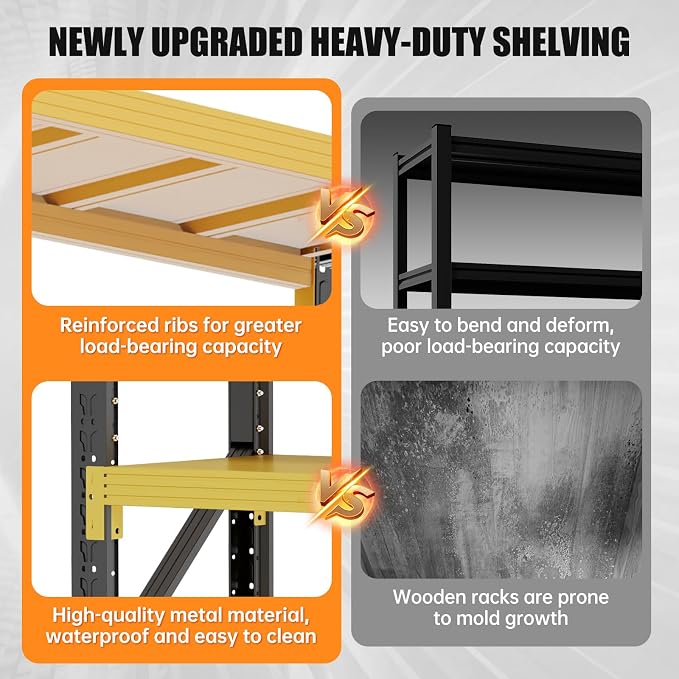 60" W Storage Shelves Heavy Duty, 4 Tier Metal Garage Shelving Units, 5000LBS - Image 5