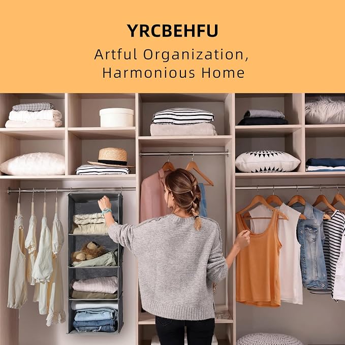 2 Packs Hanging Closet Organizer, 4-Shelf Closet Organizers and Storage - Image 3