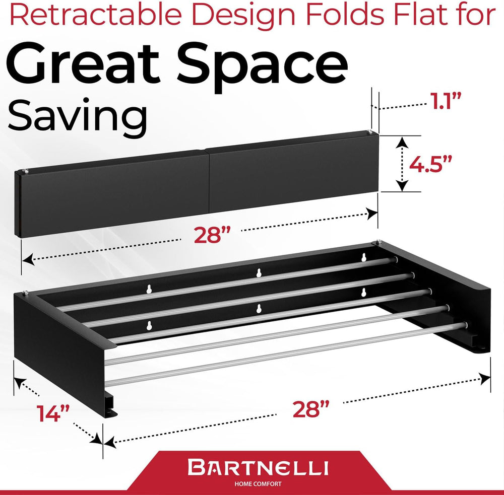Bartnelli Wall Mounted Clothes Drying Rack for Laundry | Collapsible Clothing...
