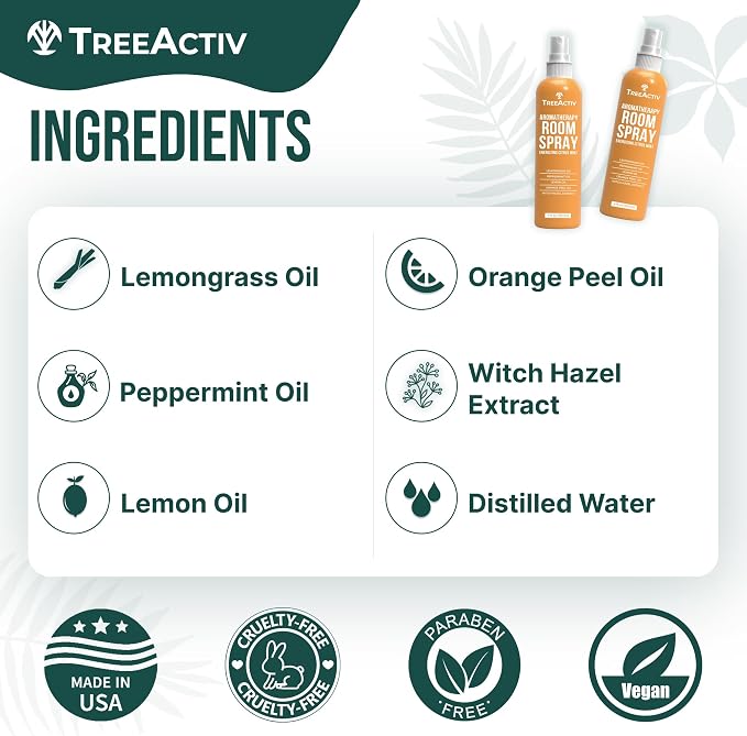 TreeActiv Aromatherapy Room Spray 4 oz, Natural Citrus Air Freshener, Essential - Image 5
