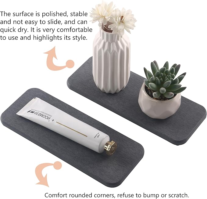 2 Pcs Water Absorbing Stone Trays, Kitchen/Bathroom Sink Soap Dish, Diatomite - Image 2