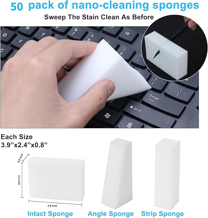 2X Density Magic Sponge Eraser, 50 Pack Multi-Functional Household Cleaning - Image 2
