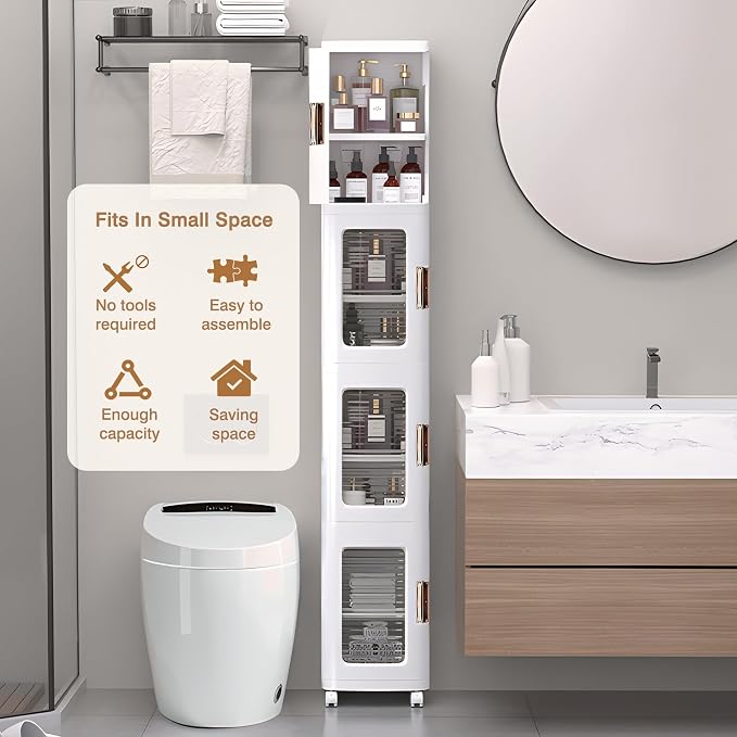 VECELO 4-Tier Tall Narrow Storage Cabinet - Image 3