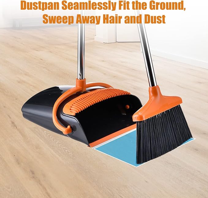 Broom and Dustpan Set with Long Handle and 6 Bonus Cleaning Tools, Upright - Image 5
