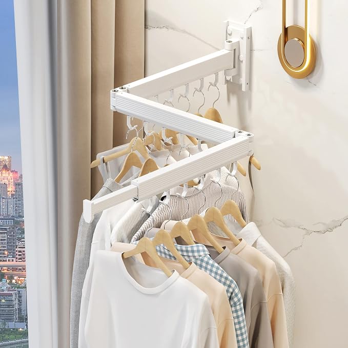 Wall Mounted Clothes Drying Rack, Collapsible Laundry Drying Rack, Retractable