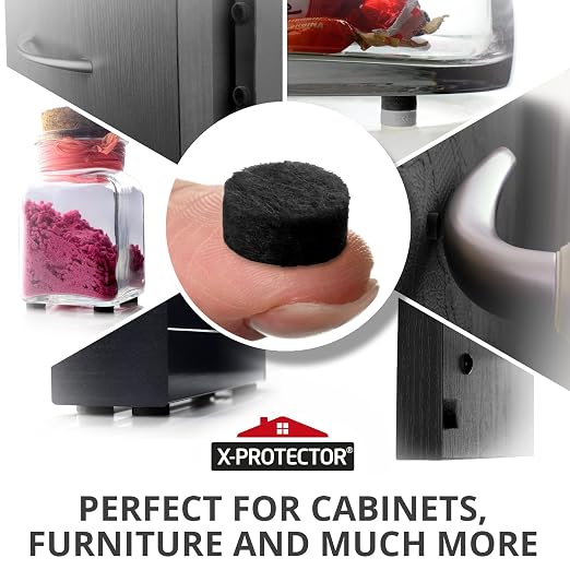 Cabinet Door Bumpers X-Protector 100 PCS – Small Felt Pads 3/8” – Ideal Black - Image 2