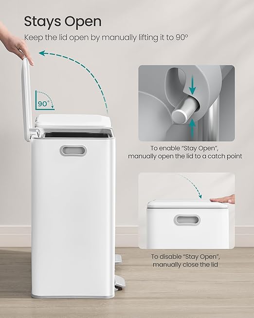 SONGMICS Trash Can, 2 x 8 Gallon Double Garbage Can - Image 4