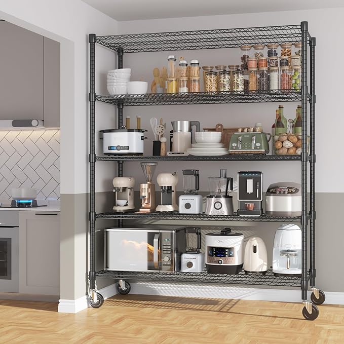 Himimi 82" H Storage Shelves 5 Tier Metal Shelving Adjustable Wire Shelf