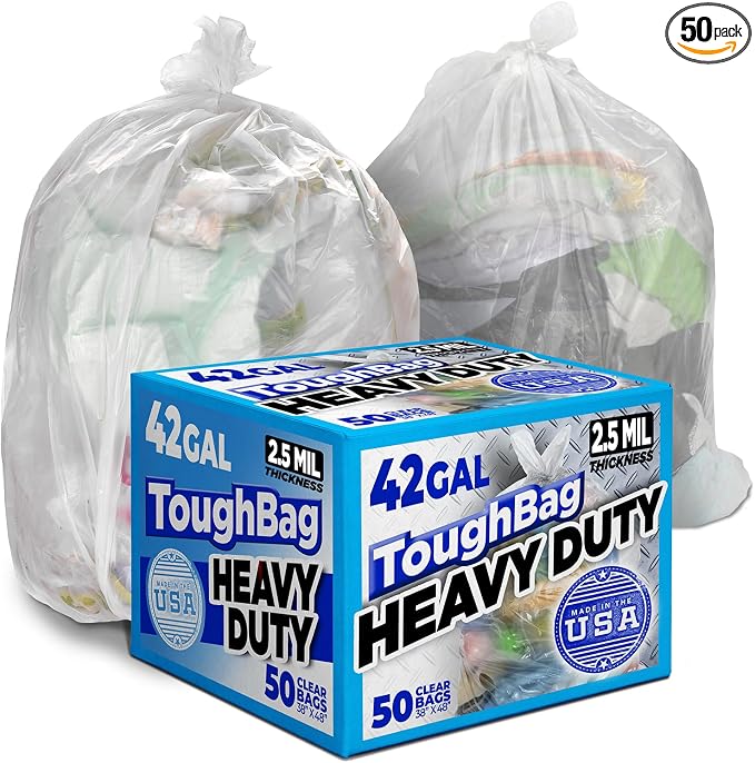 ToughBag 40-42 Gallon Trash Bags, 2.5 Mil Contractor Bags, Heavy Duty Large by ToughBag