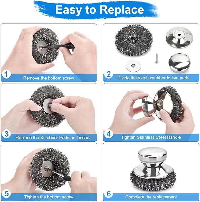 7PCS Steel Wool Scrubber Pads, Stainless Steel Scrubber Set - Image 7