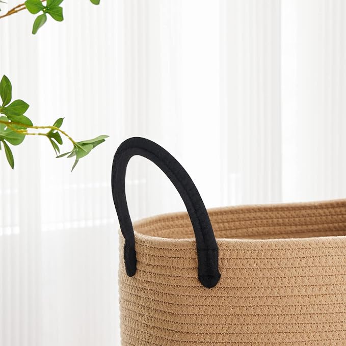VIPOSCO Large Laundry Hamper, Tall Woven Rope Storage Basket - Image 3
