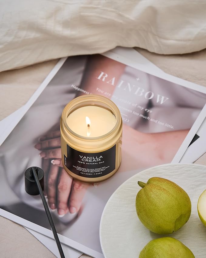 M&SENSE Vanilla Candles 100% Natural Organic Soy Wax Relaxing Aromatherapy - Image 2