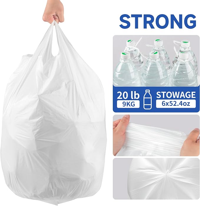 Small Trash Bags with Handles 13 Gallon 80 Count White - Image 5