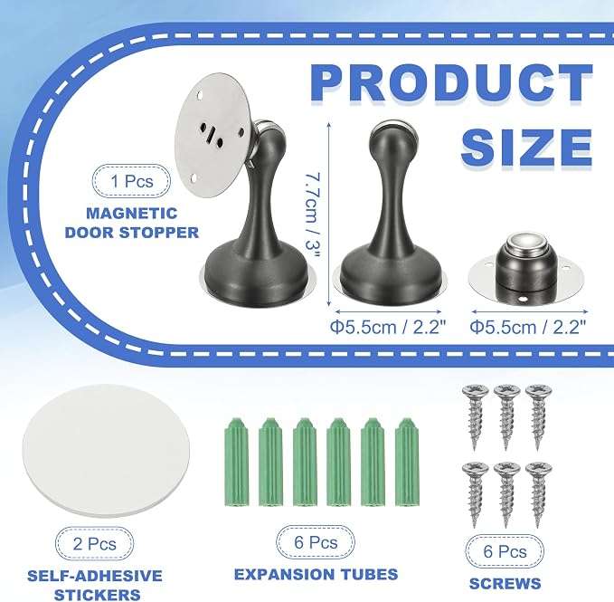 uxcell Magnetic Door Stopper, Stainless Steel Heavy Duty Door Holder, No - Image 2