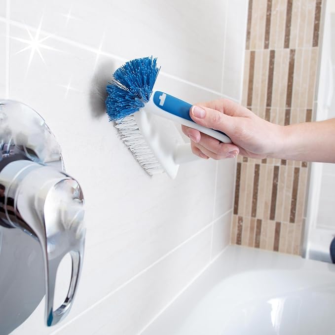 Unger 2-in-1 Bath and Tile Scrubber Brush Tool, Crevice Cleaning Supplies - Image 2