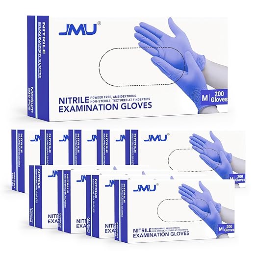 JMU Nitrile Gloves Medium Bulk 2000 Count, 3.5 Mil Disposable Gloves Latex-Free by JMU