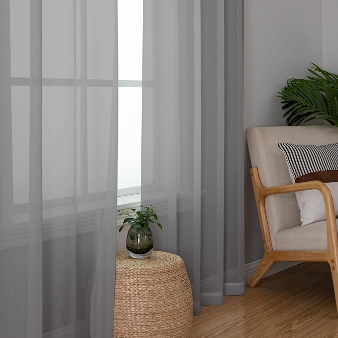 Chyhomenyc Extra Long Sheer Curtain Panels 96 Inches, Voile Top Dual Rod - Image 9