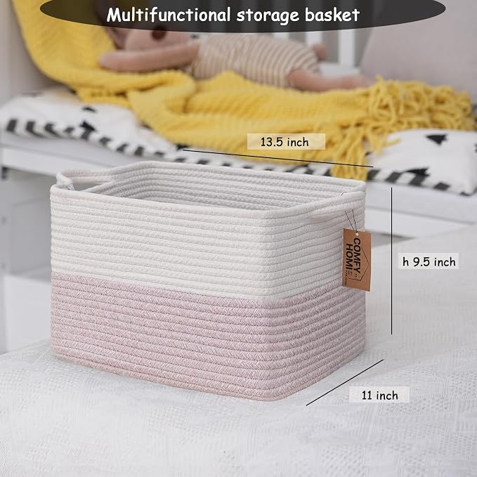 COMFY-HOMI 3PACK Cotton Rope Square baske - Image 4
