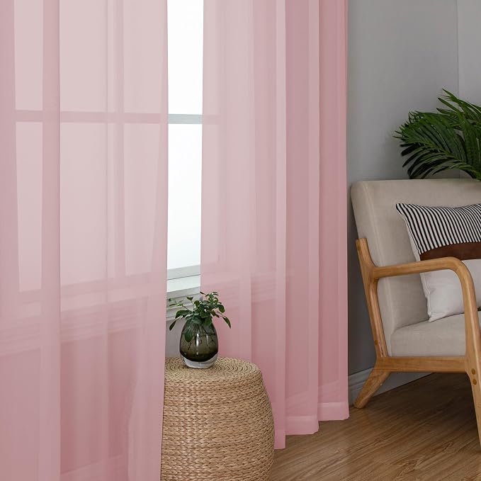Chyhomenyc Blush Pink Sheer Curtains 78 Inches Long 2 Panels Set - Image 4
