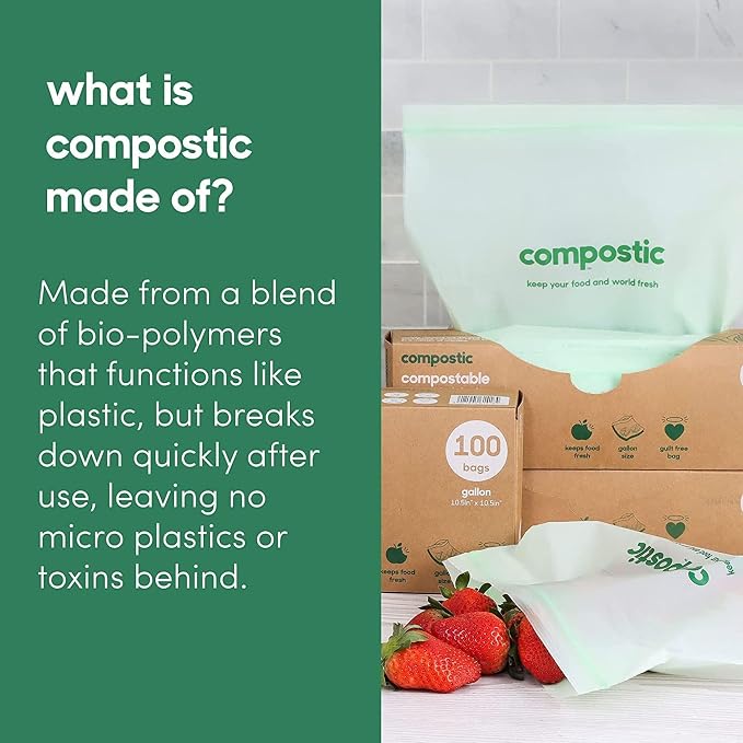 Compostic Home Compostable Resealable Sandwich Bags, Microwave & Freezer Safe - Image 8