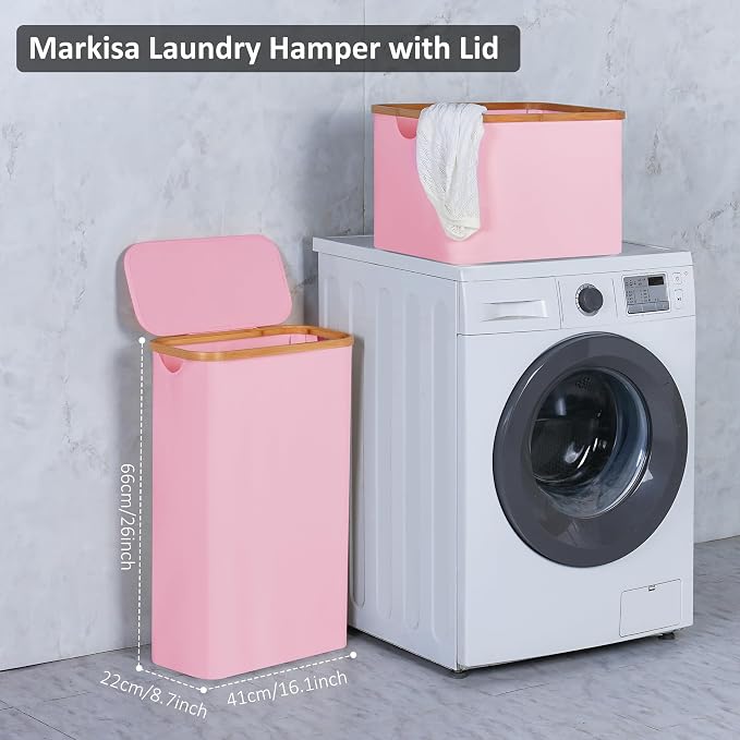 Slim Laundry Basket, 60L Laundry Hamper - Image 4