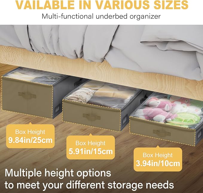 10-Inch Under Bed Storage Containers | Sturdy Sidewalls | Clear Cover & Label - Image 2