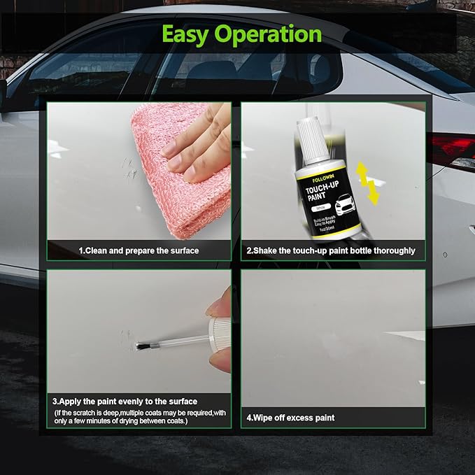 FOLLOWIN White Touch Up Paint for Cars, Car Paint Scratch Repair, Built-in - Image 3