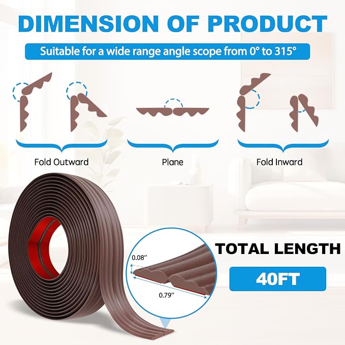 Wall Corner Protector Peel and Stick Corner Trim Molding Flexible Inside & - Image 5
