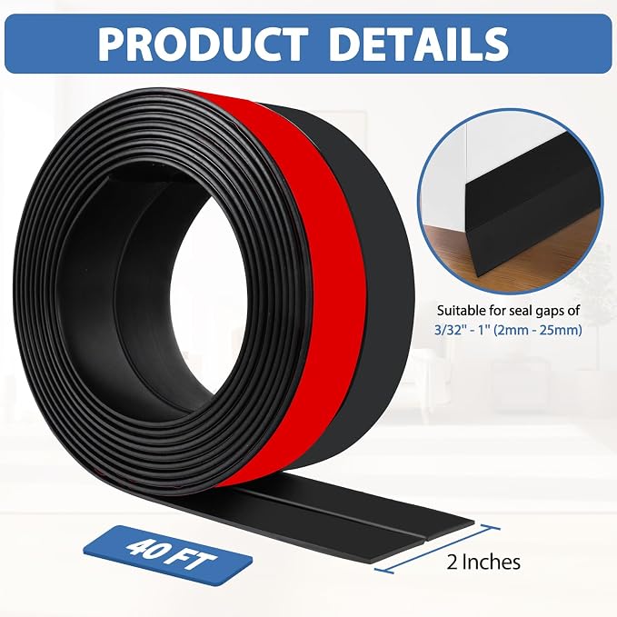 Weather Stripping Door Draft Stopper Flexible Self Adhesive Silicone Door Seal - Image 6