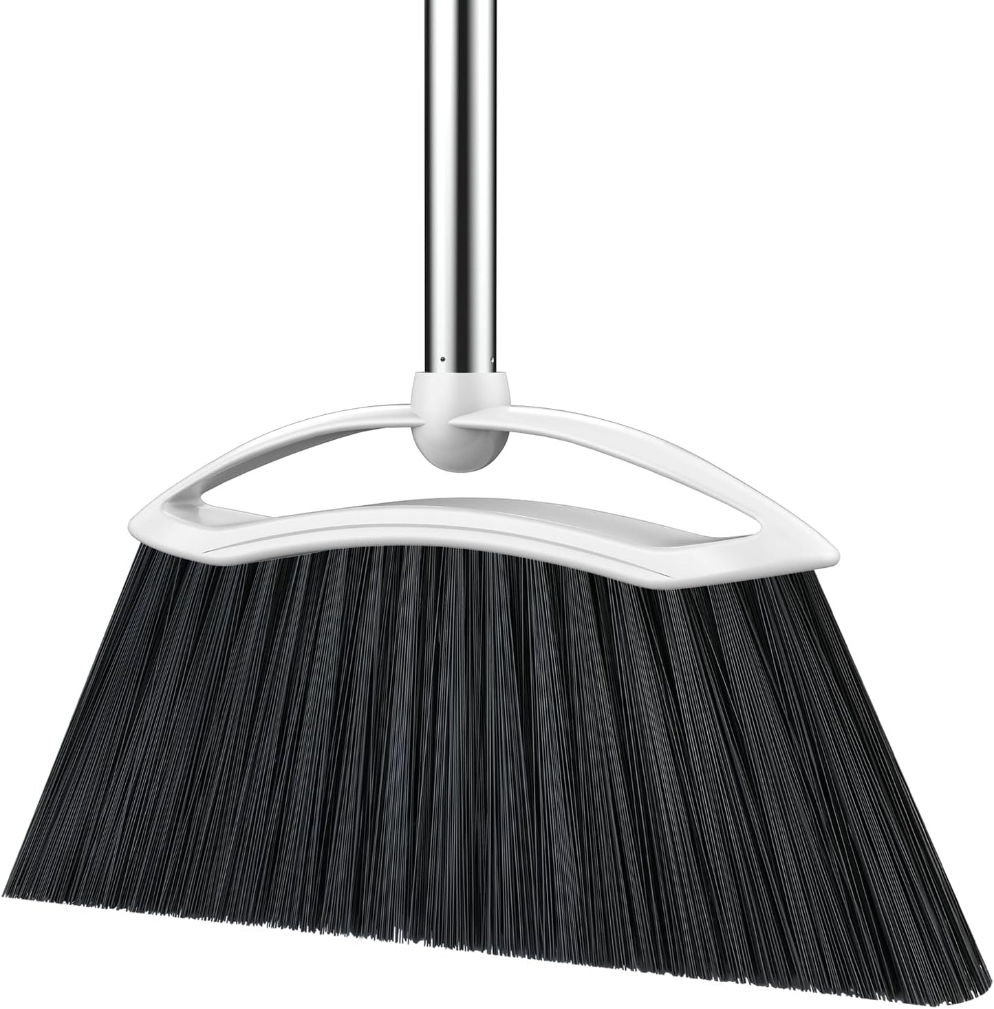Heavy Duty Broom, 54-inch Adjustable Long Handle Angle Brooms Large Brooms for Sweeping Indoor and Outdoor Commercial Broom for Home Kitchen Patio Garage Porch Courtyard Classroom, White
