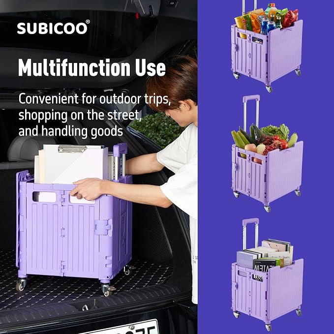Folding Utility Cart Portable Rolling Crate Handcart Shopping Trolley - Image 2