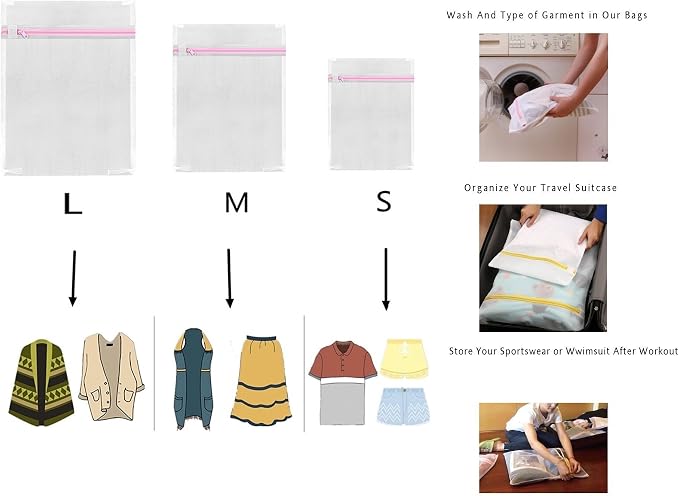 Pack of 5 Mesh Laundry Washing Bags-5 Large - Image 3