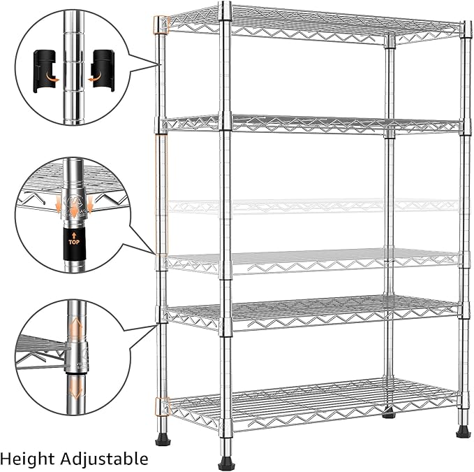 1000 lbs Storage Shelving Steel Heavy Duty 4-Tier Utility Shelving Unit Steel - Image 5