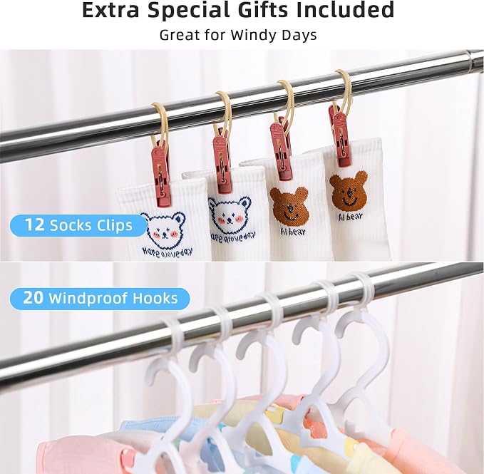funest Drying Rack Clothing, 79 Inches Adjustble & Foldable Laundry Drying Rack - Image 7