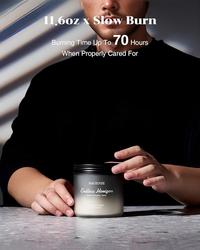 M&SENSE Cedar Ginger Men Scented Candles, 11.6oz 2 Wick All Natural Soy Wax - Image 5