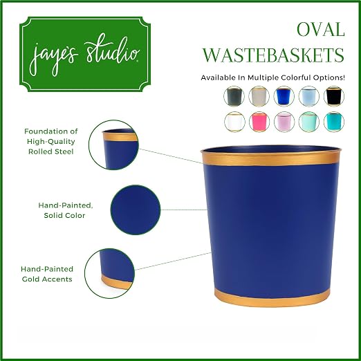 Jaye's Studio Mattie Line, Oval Wastebasket & Garbage Bin, Hand-Painted - Image 4