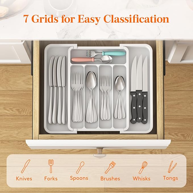 Lifewit Silverware Drawer Organizer, Expandable BPA Free Utensil Tray - Image 3