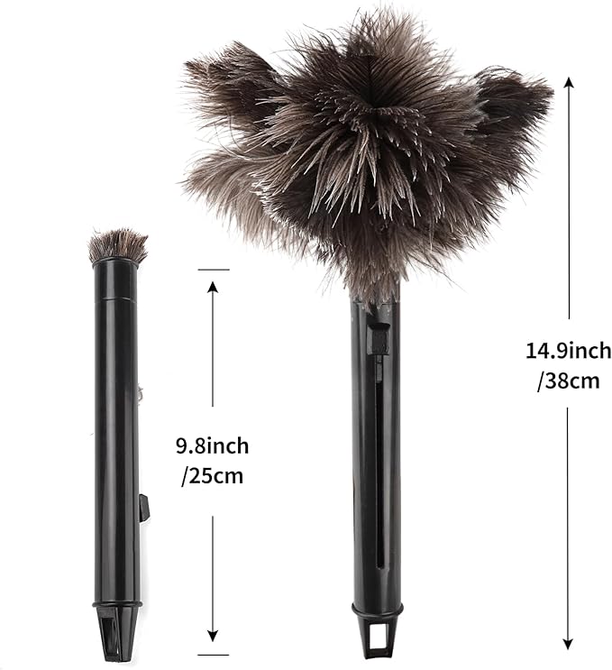 Retractable Feather Duster-Genuine Ostrich Feathers, Anti-Static, Reusable - Image 2