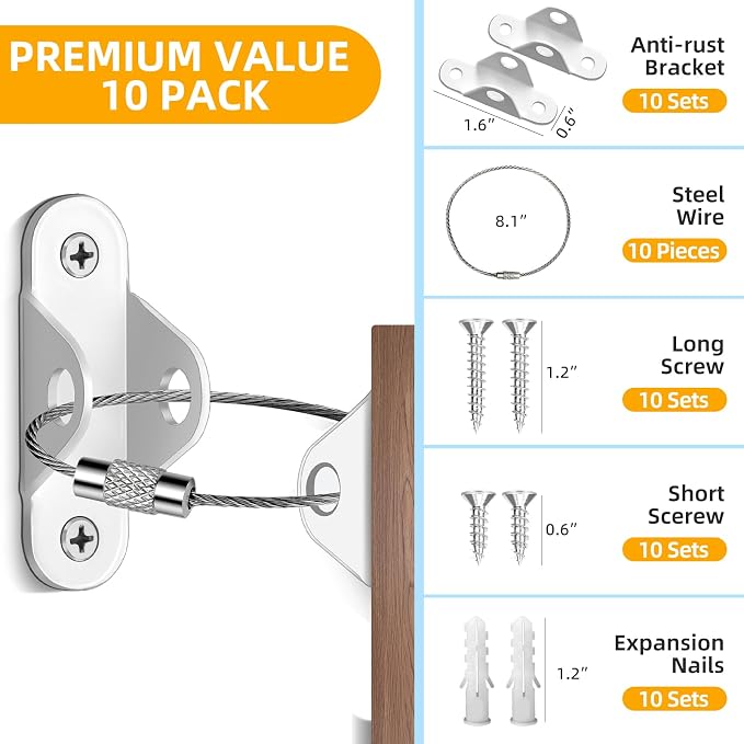 10-Pack Baby Proof Heavy Duty Furniture Anchors - Image 7