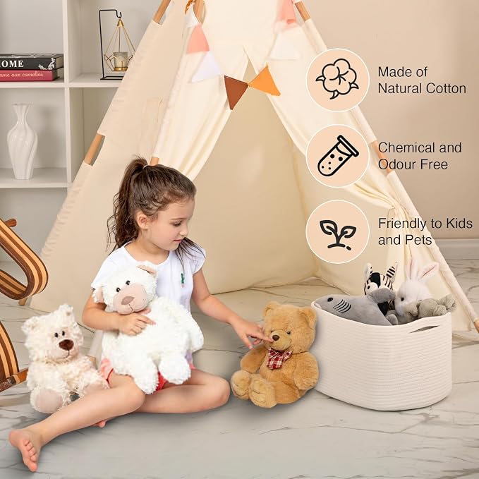 Woven Cotton Rope Storage Basket - Image 6