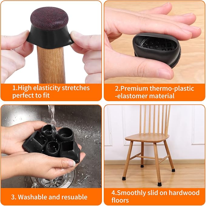 Ezprotekt 24 Pcs Round Silicone Chair Leg Floor Protectors - Image 3