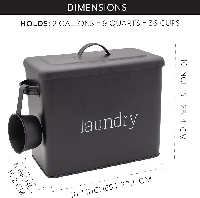 AuldHome Design Enamelware Laundry Powder Container, Enamelware Detergent Bin - Image 6