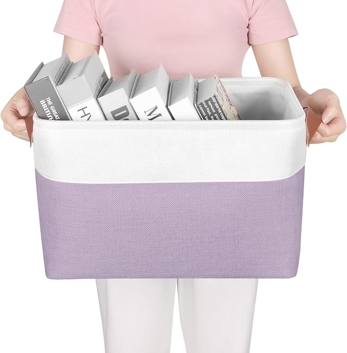 Univivi Large Fabric Storage Baskets Hard Bottom Organizer Bins - Image 4