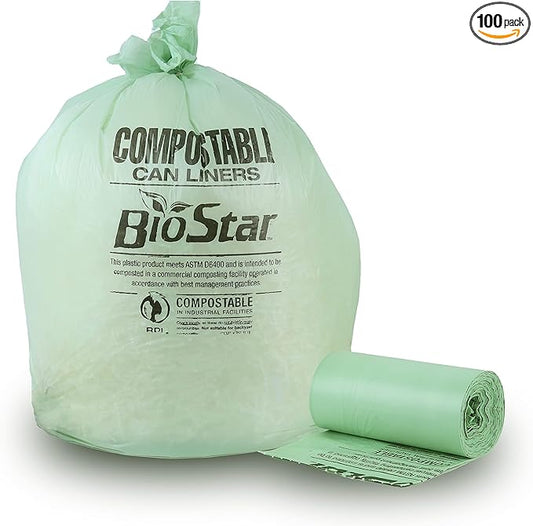 Plasticplace 12-16 Gallon Compostable Trash Bags │ 1Mil │ Green Tint Garbage by Plasticplace