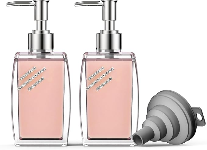 Pink Soap Dispenser with Refillable Plastic Pump by Unknown