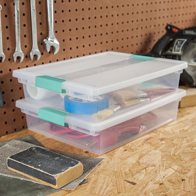 Sterilite 24-Pack Clip Box, Stackable Clear Plastic Bins