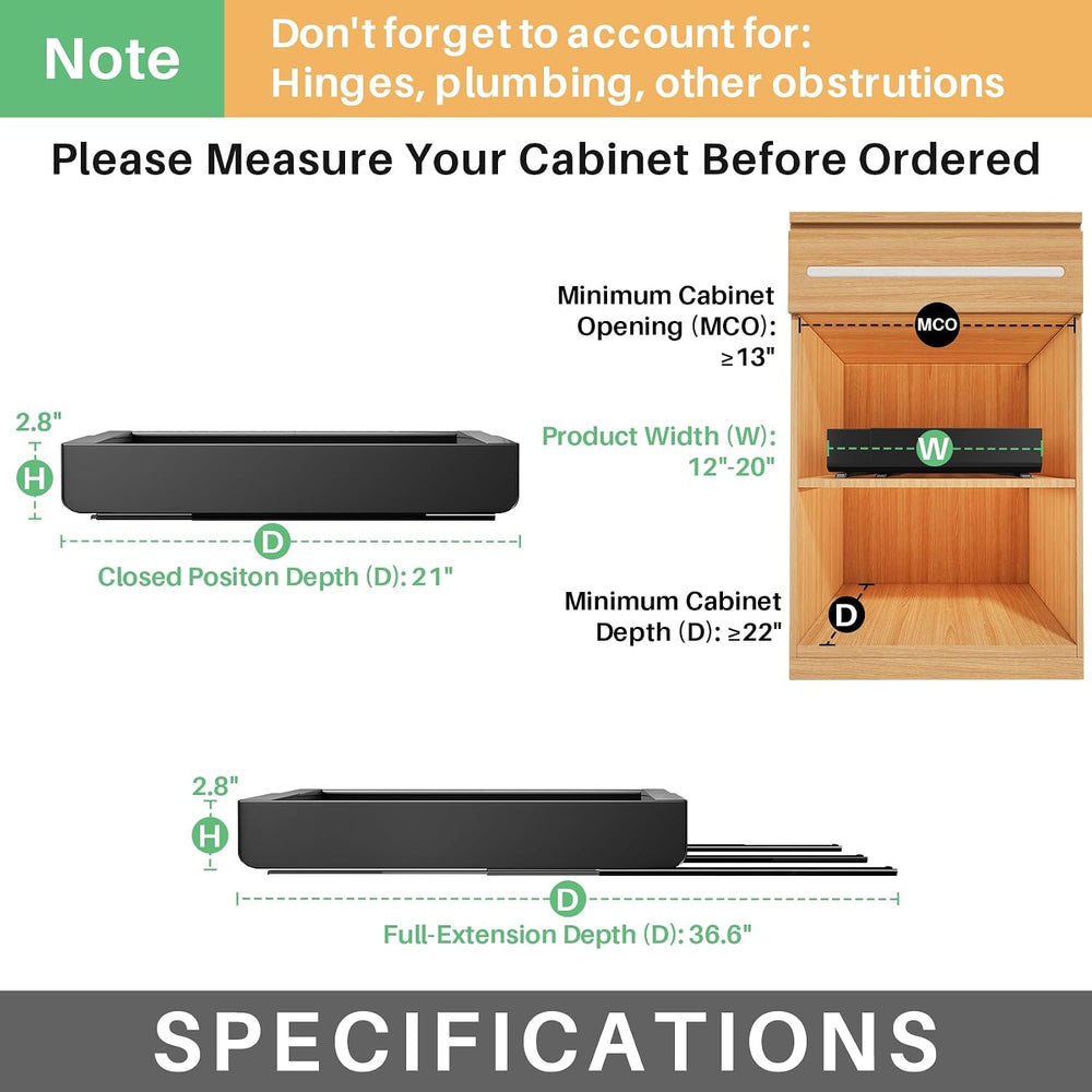 Pull out Cabinet Organizer, Expandable(12"-20") Heavy Duty Slide ou...