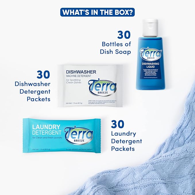 Travel Laundry Detergent & Dish Soap | Terra Breeze 1-Shoppe Amenities Kit | - Image 3